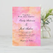 Moderne, einfache Hochzeit in Rosa und Orange Save The Date (Stehend Vorderseite)