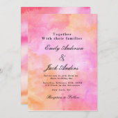 Moderne, einfache Hochzeit in Rosa und Orange Save The Date (Vorne/Hinten)