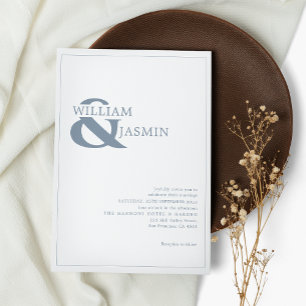 Moderne einfache Hochzeit mit blauer Grenze Einladung