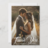 Moderne einfache Hochzeit mit Foto Dankeskarte (Vorderseite)