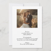 Moderne einfache Hochzeit mit Foto Dankeskarte (Rückseite)