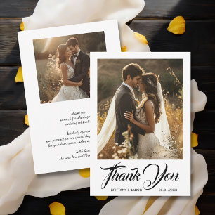 Moderne einfache Hochzeit mit Foto Dankeskarte