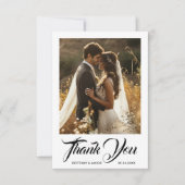 Moderne einfache Hochzeit mit Foto Dankeskarte (Vorderseite)
