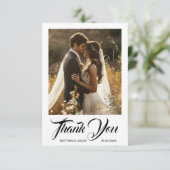Moderne einfache Hochzeit mit Foto Dankeskarte (Stehend Vorderseite)