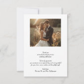 Moderne einfache Hochzeit mit Foto Dankeskarte (Rückseite)