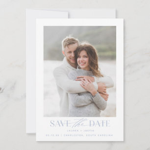 Moderne, einfache Hochzeit mit hellblauem und weiß Save The Date