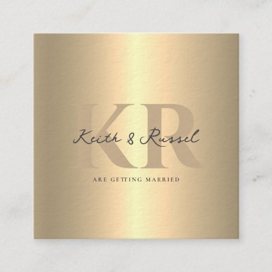 Moderne einfache Hochzeit QR Code Gold Einladung (Vorderseite)