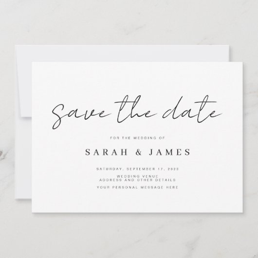 Moderne einfache Hochzeit retten die Einladung (Vorderseite)