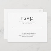 Moderne einfache Hochzeit RSVP Einladungspostkarte (Vorne/Hinten)