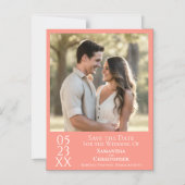 Moderne einfache Hochzeit Save the Date Foto Coral Magneteinladung (Vorderseite)