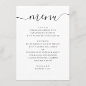 Moderne, einfache Hochzeit. Schwarzweiß-Skript Menükarte (Vorderseite)