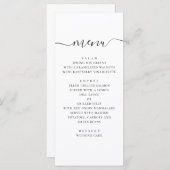Moderne, einfache Hochzeit. Schwarzweiß-Skript Menükarte (Vorne/Hinten)