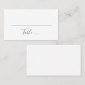 Moderne, einfache Hochzeit. Schwarzweißtypografie Platzkarte (Vorne/Hinten)