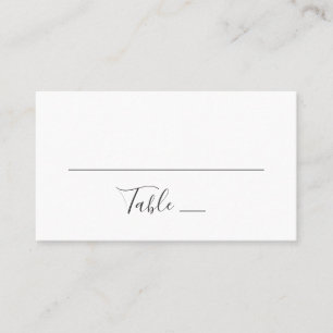 Moderne, einfache Hochzeit. Schwarzweißtypografie Platzkarte