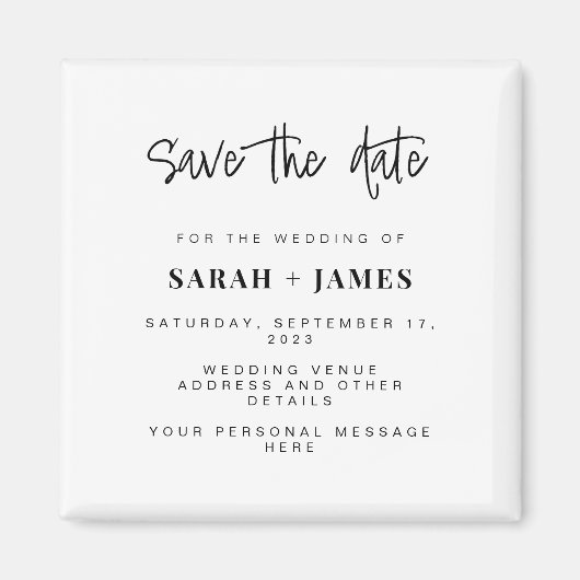Moderne, einfache Hochzeit speichern Sie die Datum Magnet (Vorne)