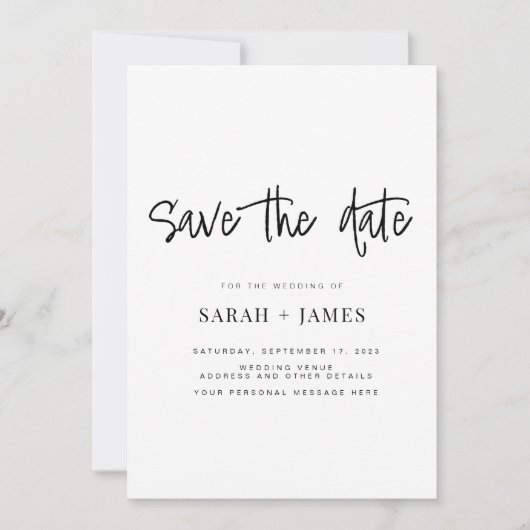 Moderne, einfache Hochzeit speichern Sie die Datum Save The Date (Vorderseite)