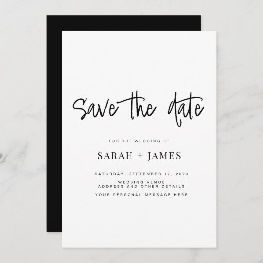 Moderne, einfache Hochzeit speichern Sie die Datum Save The Date (Vorne/Hinten)
