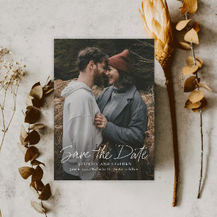 Moderne einfache Hochzeitsfoto-Save-the-Date-Anzei Save The Date