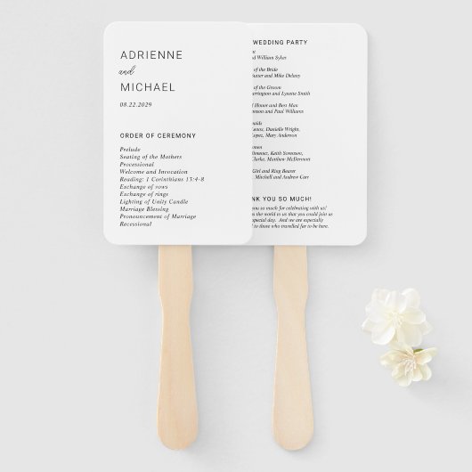 Moderne einfache Hochzeitsprogramm Fächer (Vorne und Hinten)