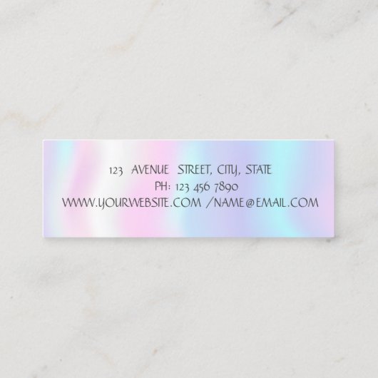 Moderne einfache Holografie, Foil Brush Stroke Mini Visitenkarte (Rückseite)