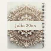 Moderne einfache hübsche süße beige Mandala Planer (Rückseite)