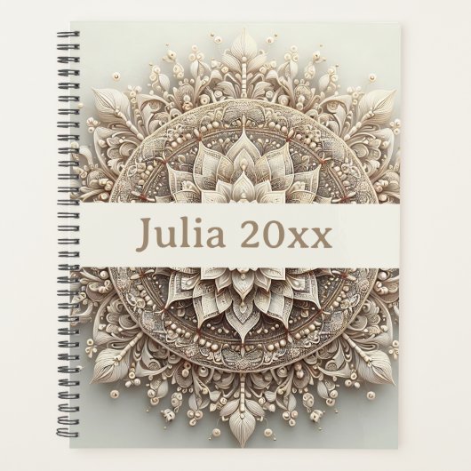 Moderne einfache hübsche süße beige Mandala Planer (Vorderseite)