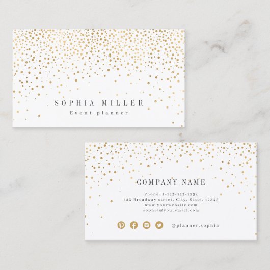 Moderne einfache Imitate Gold Glitzer beruflich Visitenkarte (Vorne/Hinten)
