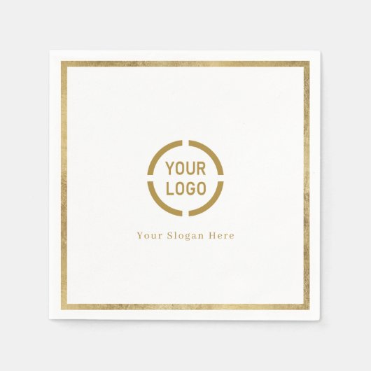 Moderne einfache Imitate Goldgrenzenfirma Logo Ser Serviette (Vorderseite)