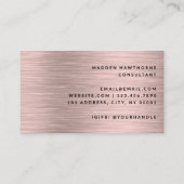 Moderne einfache Imitate Rose Gold Brushed Metal Visitenkarte (Rückseite)