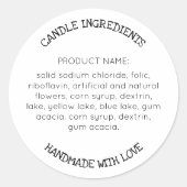 Moderne, einfache Inhaltsstoffe - Etikettenkleber Runder Aufkleber (Vorderseite)