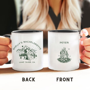 Moderne einfache Junggesellinnenabschied im Camp Kaffeetasse