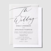 Moderne einfache Kalligrafie-Hochzeit Schwarz Pergament Einladungen (Versetzt)