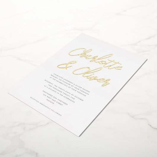 Moderne einfache Kalligrafie Script Wedding REAL Folieneinladung (Gedreht)