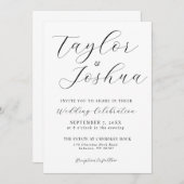 Moderne Einfache kalligraphische Hochzeitseinladun Einladung (Vorne/Hinten)