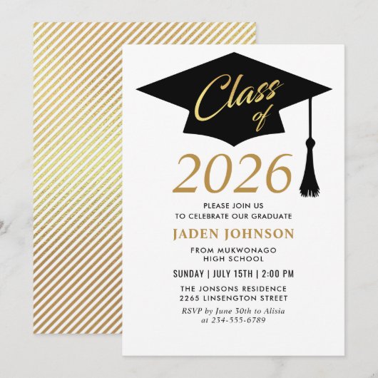 Moderne Einfache Klasse der Graduierungspartei 202 Einladung (Vorne/Hinten)