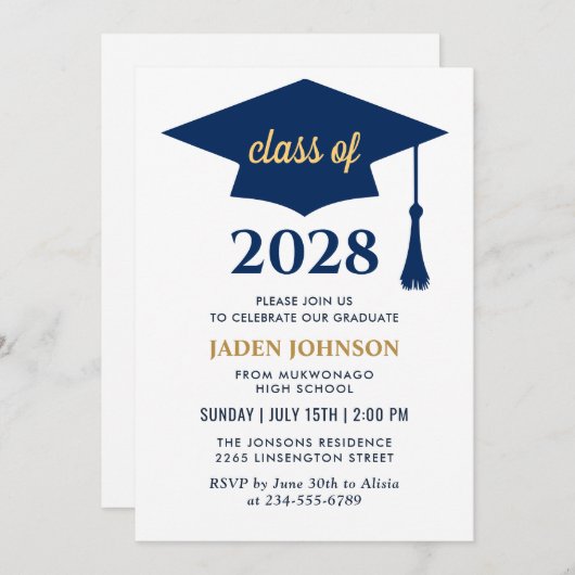 Moderne Einfache Klasse der Graduierungspartei 202 Einladung (Vorne/Hinten)