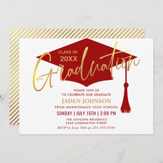 Moderne Einfache Klasse der Graduierungspartei 202 Einladung (Vorne/Hinten)