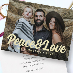 Moderne einfache kursive Schrift Gruß Familienfoto Feiertagskarte