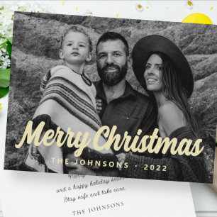 Moderne einfache kursive Schrift Gruß Familienfoto Feiertagskarte