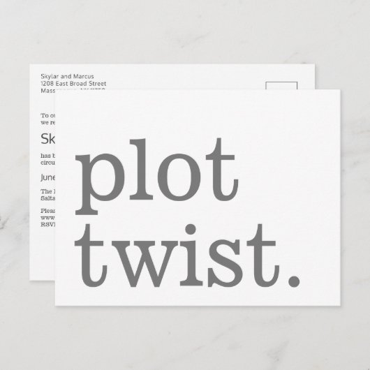 Moderne, einfache Lässige Hochzeitspause Postkarte (Vorne/Hinten)