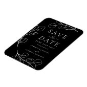Moderne einfache Leaf Black Wedding retten das Dat Magnet (Linke Seite)