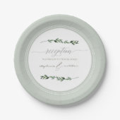 Moderne, einfache Leaf-Foliage-Hochzeitsempfehlung Pappteller (Vorderseite)