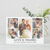 Moderne, einfache Liebe dank 5-Foto Hochzeit Dankeskarte (Stehend Vorderseite)