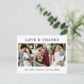 Moderne, einfache Liebe und Dank Hochzeit 3 Foto Postkarte (Stehend Vorderseite)