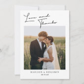 Moderne, einfache Liebe und dank Hochzeit Dankeskarte (Vorderseite)