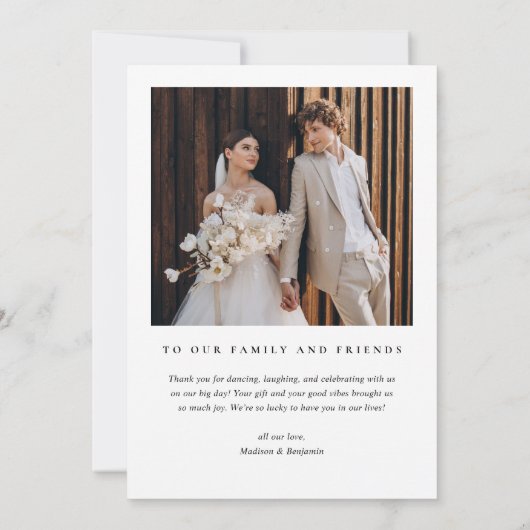 Moderne, einfache Liebe und dank Hochzeit Dankeskarte (Rückseite)