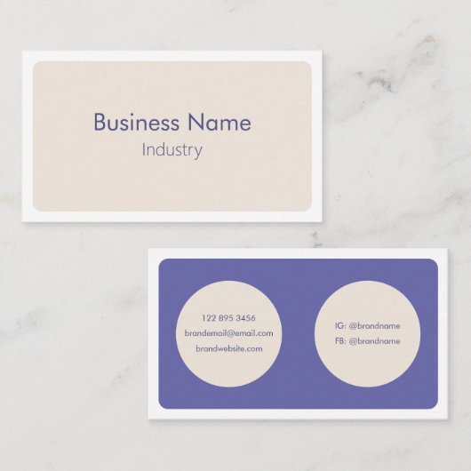 Moderne, einfache Lila Creme Minimalistisch horizo Visitenkarte (Vorne/Hinten)