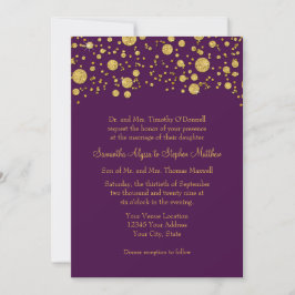 Moderne, einfache Lila Gold Glitzer Elegante Hochz Einladung