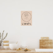 Moderne einfache Linie Art Black & White , Boho Ch Poster (Küche)