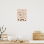 Moderne einfache Linie Art Black & White , Boho Ch Poster (Küche)